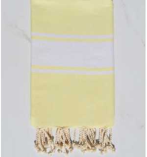 Light neon yellow beach towel Fouta Tunisia - 1 2