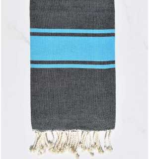 Flat denim striped azure blue fouta Fouta Tunisia - 1