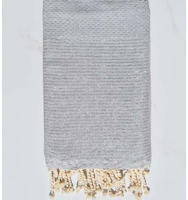 Honeycomb mouse grey with silver lurex beach towel  - 1