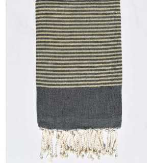 Midnight blue flat beach towel with golden lurex Fouta Tunisia - 1