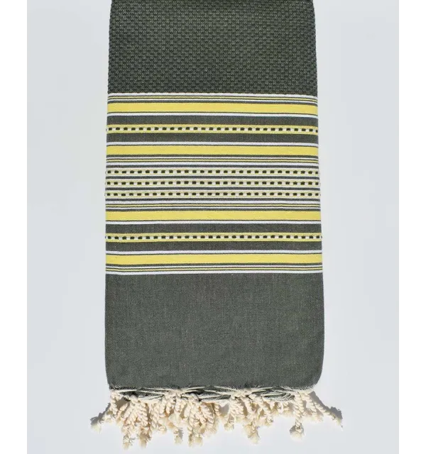 military green with stripes throw  - 1