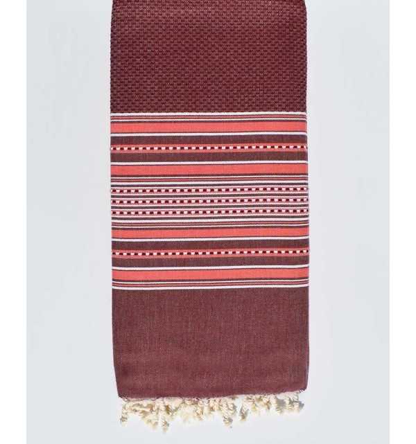 Arabesque Burgundy striped Coral pink throw  - 1