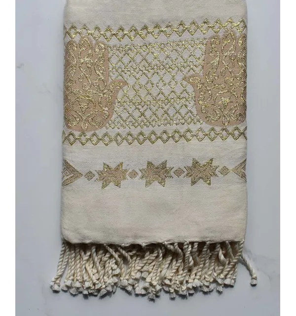Red ocher khomsa beach towel Fouta Tunisia - 1