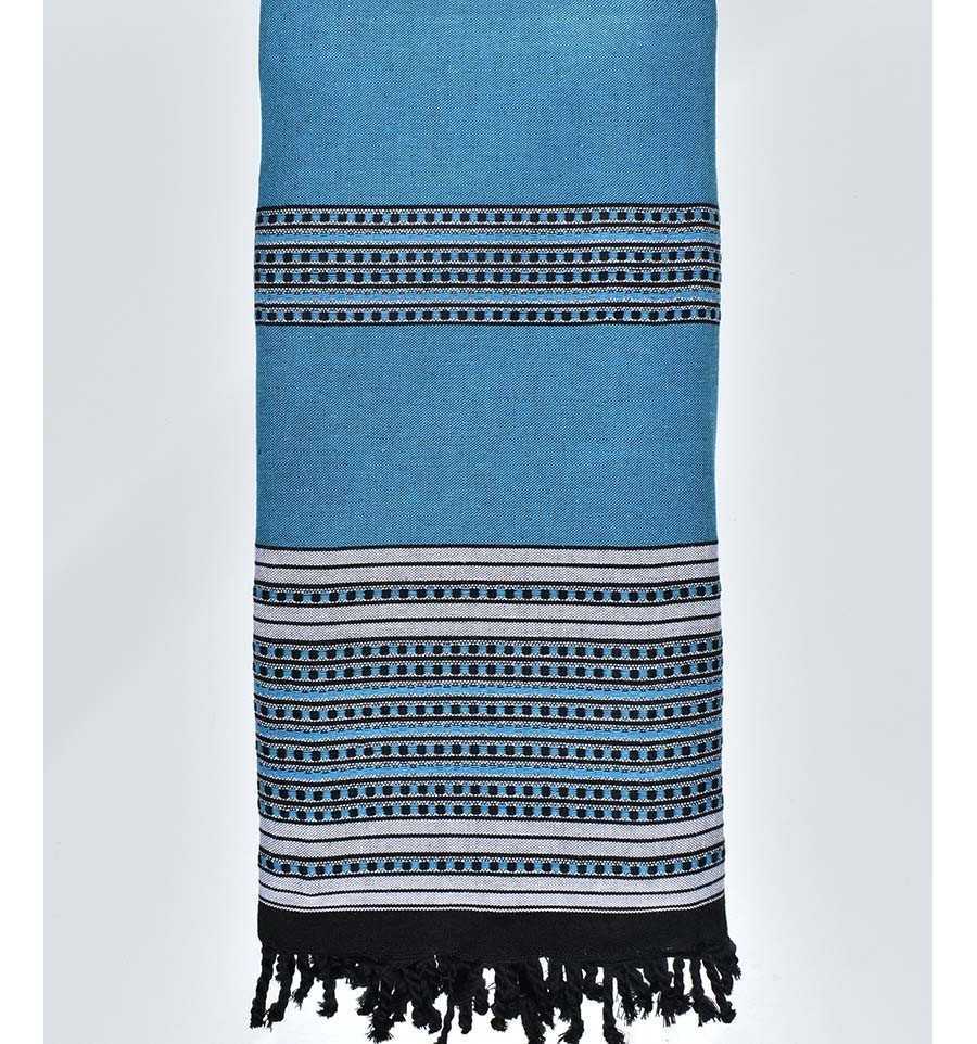 French blue Arabesque throw Fouta Tunisia - 1