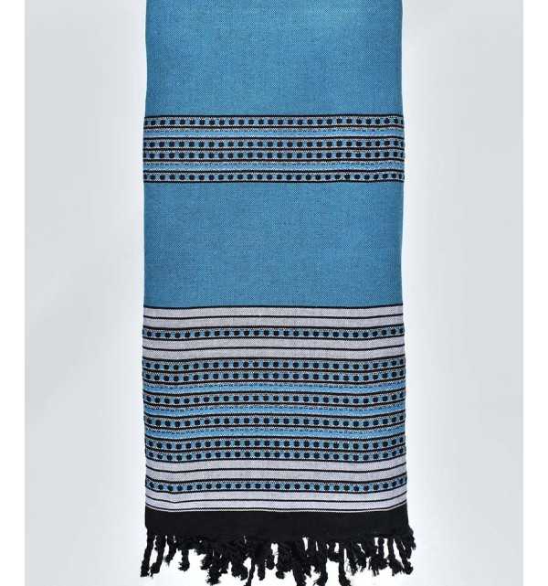 French blue Arabesque throw Fouta Tunisia - 1