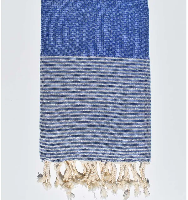 Honeycomb cobalt blue lurex fouta Fouta Tunisia - 1