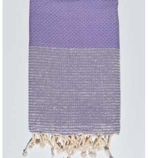 Mauve honeycomb beach towel with silver lurex Fouta Tunisia - 1