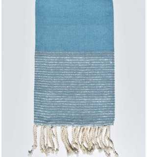Bondi blue flat beach towel with lurex Fouta Tunisia - 1