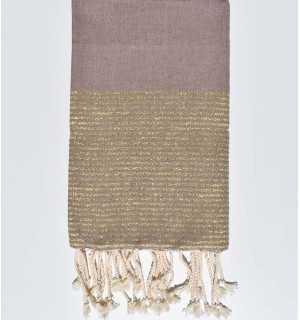 Mountbatten pink flat beach towel with gold lurex Fouta Tunisia - 1