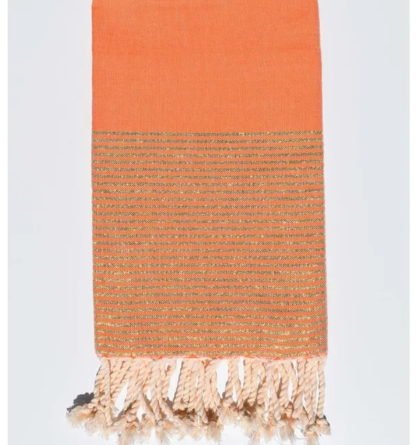 Flat coral orange lurex fouta Fouta Tunisia - 1