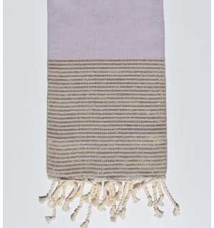 Flat pale lavender with lurex beach towel Fouta Tunisia - 1