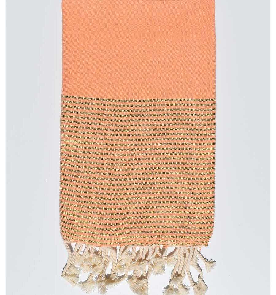 Light salmon beach towel with lurex Fouta Tunisia - 1