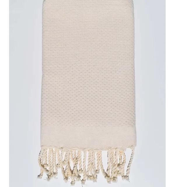 Plain honeycomb ecru fouta  - 1