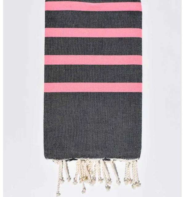 Midnight blue and neon pink beach towel Fouta Tunisia - 1