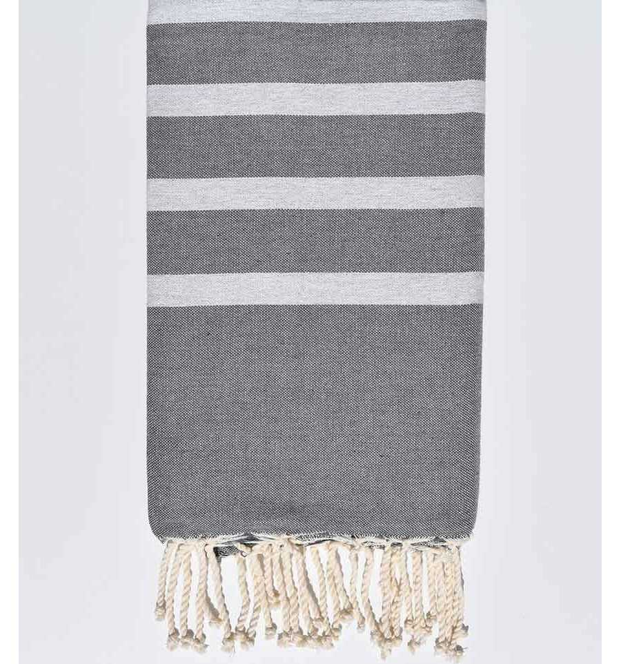 Gray and light gray flat beach towel Fouta Tunisia - 1