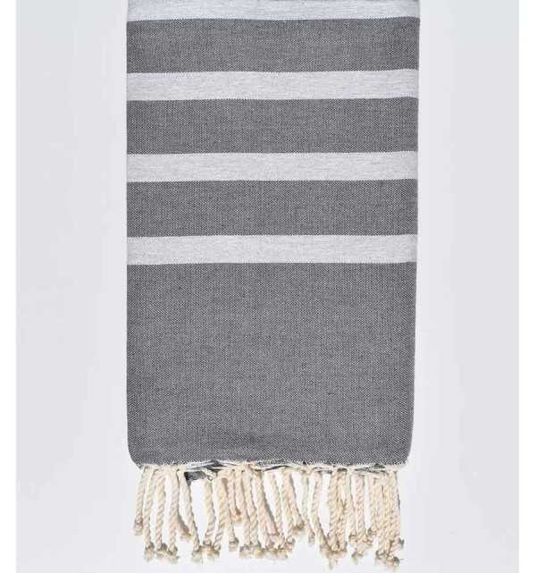 Gray and light gray flat beach towel Fouta Tunisia - 1