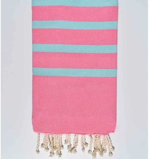Flat Pink and light blue beach towel  - 1