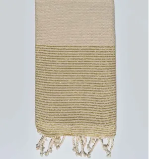 Ecru honeycomb beach towel with golden lurex  - 1 2