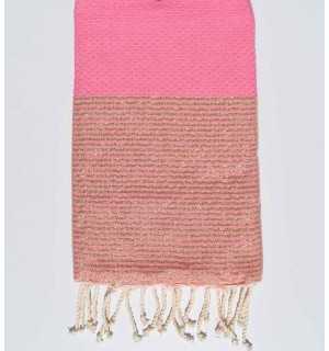 Candy Pink Honeycomb Beach Towel with Lurex Fouta Tunisia - 1