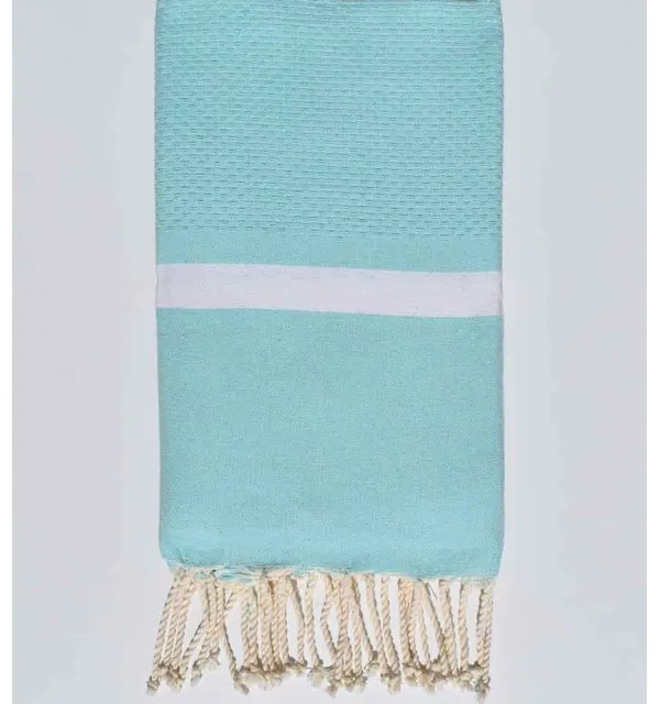 Honeycomb Aquamarine beach towel Fouta Tunisia - 1
