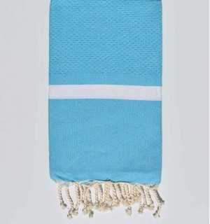 Honeycomb Deep sky blue beach towel Fouta Tunisia - 1 2