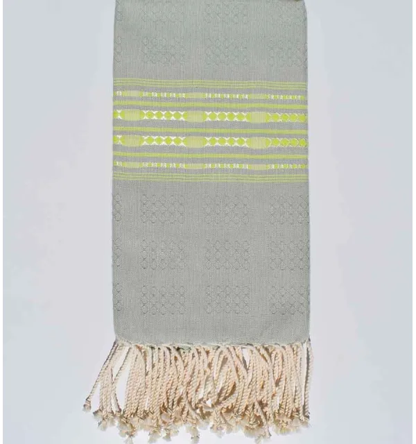 Towel Celadon pale green thalasso with chartreuse motifs  - 1