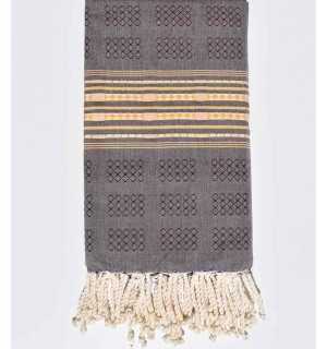 Beach Towel purple bishop thalasso with patterns Fouta Tunisia - 1