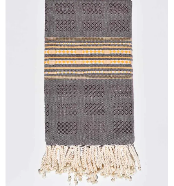 Beach Towel purple bishop thalasso with patterns Fouta Tunisia - 1