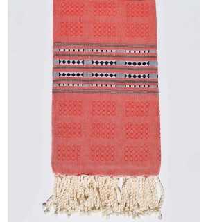 Thalasso terracotta red with patterns fouta Fouta Tunisia - 1