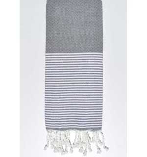 Gray honeycomb children's beach towel Fouta Tunisia - 1
