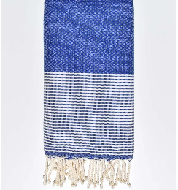 Klein blue honeycomb beach towel with stripes  - 1