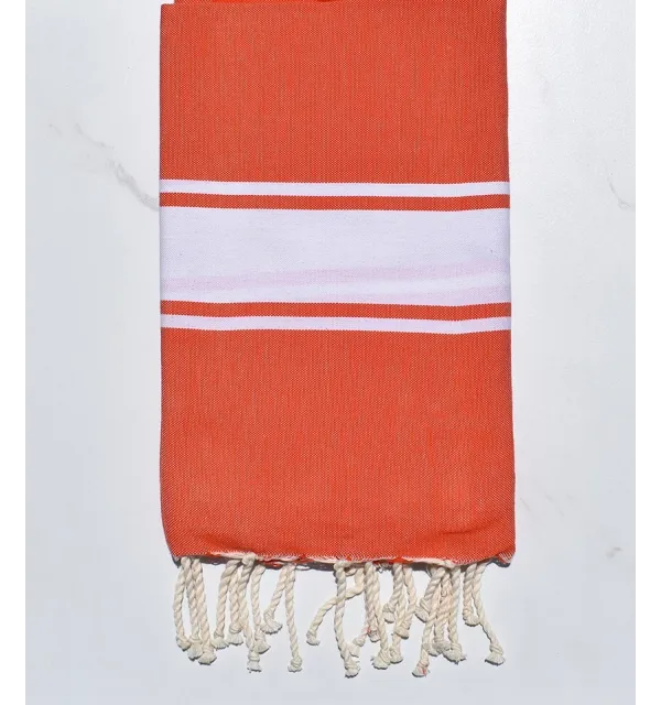 Coral red flat fouta beach towel  - 1