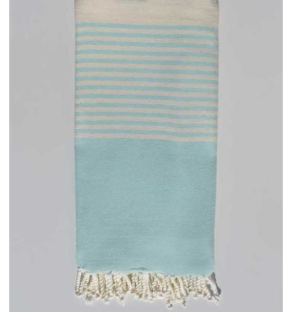 Thrown azure blue with stripes Fouta Tunisia - 1