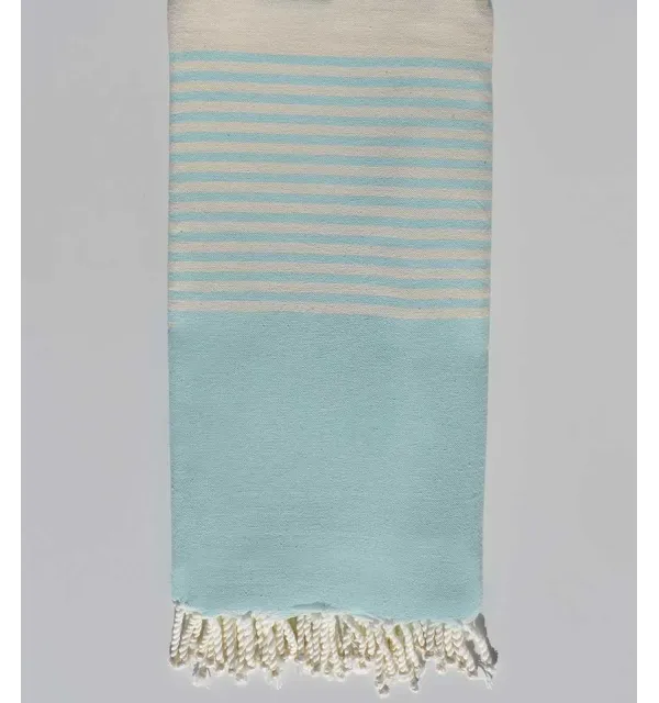 Thrown azure blue with stripes Fouta Tunisia - 1