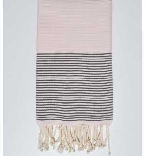 HONEYCOMB pink striped anthracite grey fouta Fouta Tunisia - 1