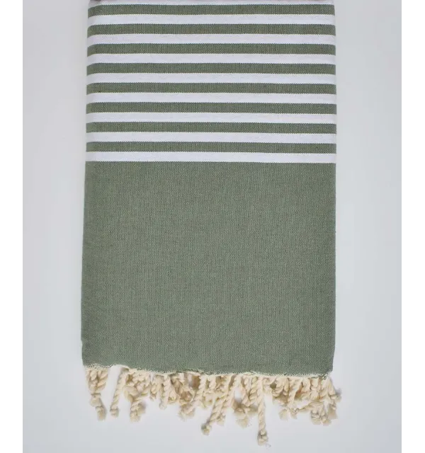 Flat green striped throw  - 1