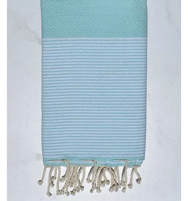 honeycomb pale turquoise beach towel Fouta Tunisia - 1