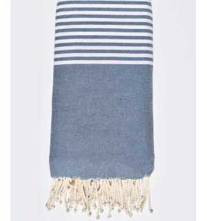 Turquin blue striped throw Fouta Tunisia - 1 2