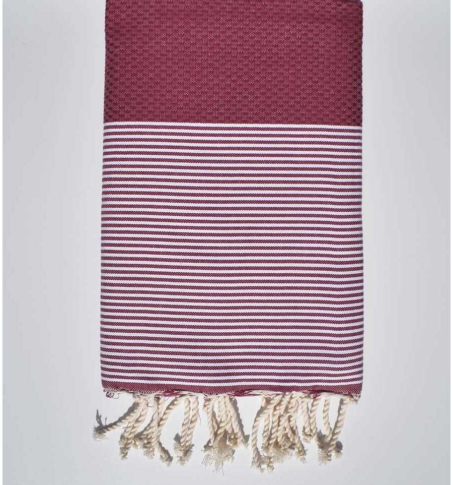 HONEYCOMB cherry pink striped white fouta  - 1