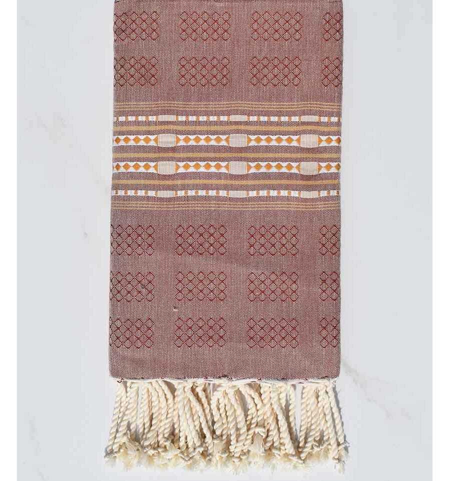 Amaranth red thalasso beach towel with patterns Fouta Tunisia - 1