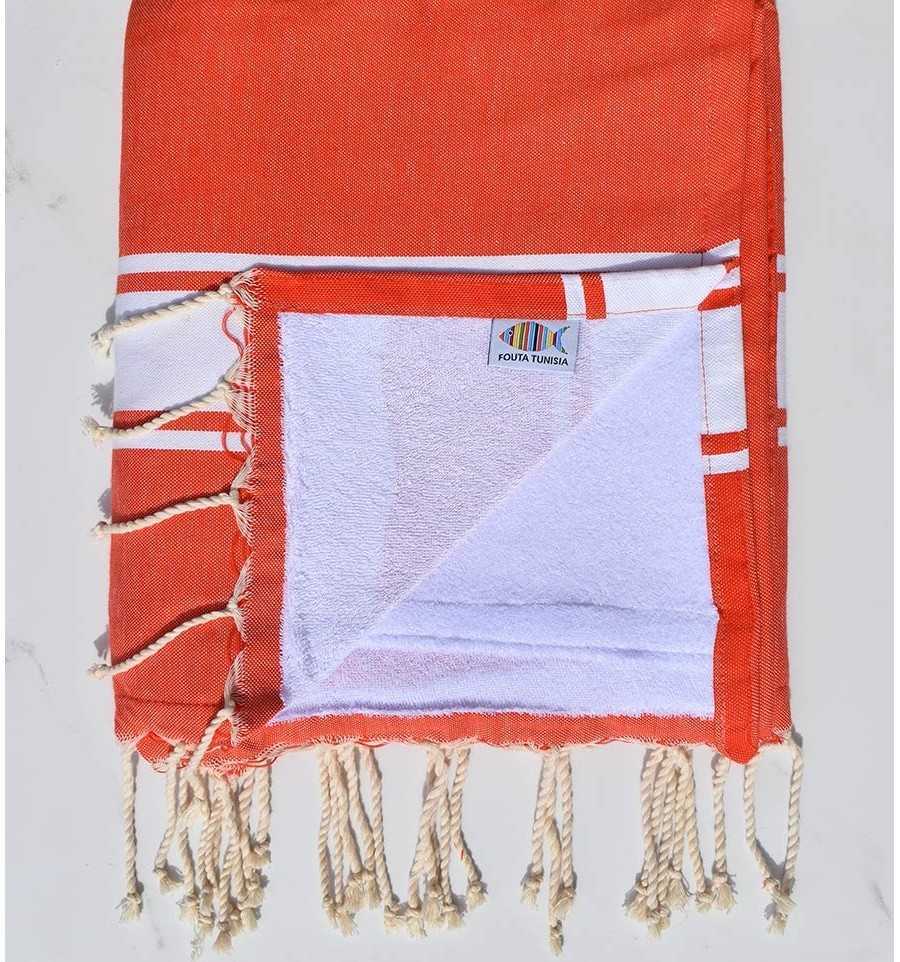 Dark coral and white sponge Beach towel  - 1