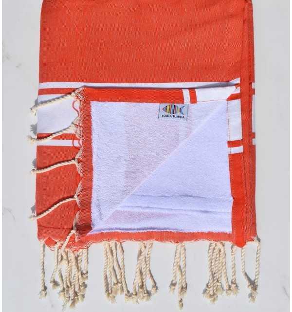 Dark coral and white sponge Beach towel  - 1