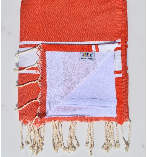 Dark coral and white sponge Beach towel  - 1