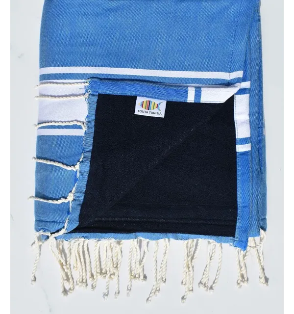 Blue and midnight blue sponge Fouta Fouta Tunisia - 1