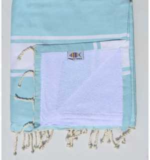 Azure blue sponge beach towel Fouta Tunisia - 1