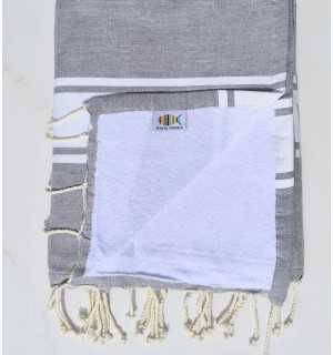 beach towel,doubled sponge gray and Grey anthracite Fouta Tunisia - 1