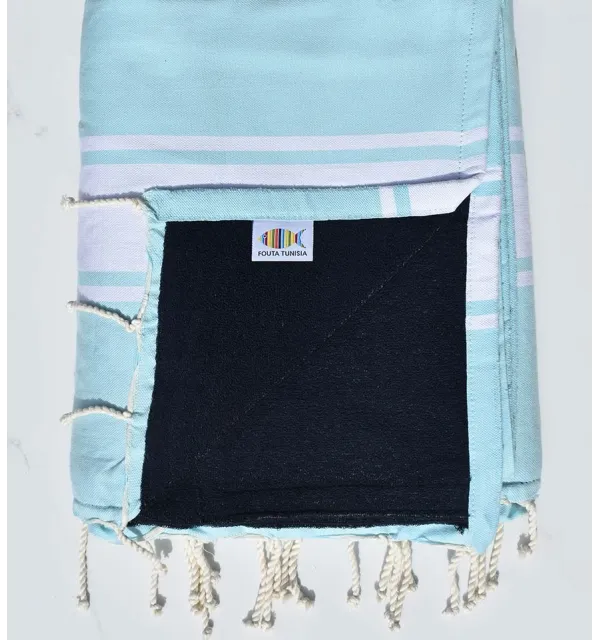 Flat light blue and night blue Sponge Beach towel  - 1