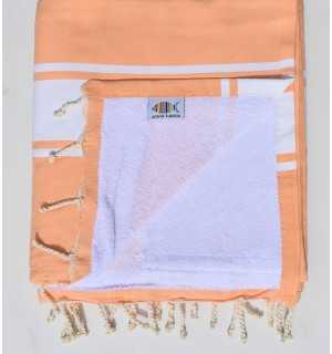 beach towel, doubled sponge almon and White Fouta Tunisia - 1