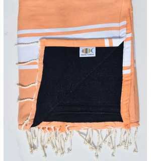 Salmon orange sponge beach towel Fouta Tunisia - 1