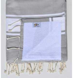 Tourdille gray beach towel with white sponge Fouta Tunisia - 1